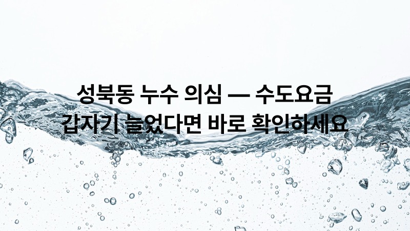 성북동 누수 의심 — 수도요금 갑자기 늘었다면 바로 확인하세요