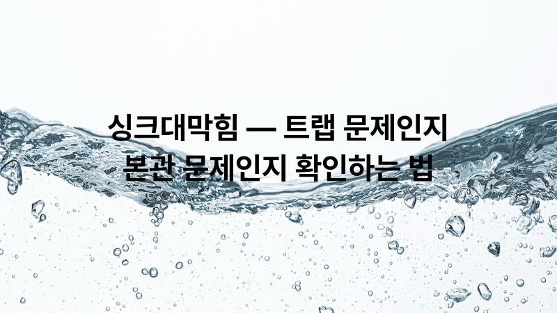 싱크대막힘 — 트랩 문제인지 본관 문제인지 확인하는 법
