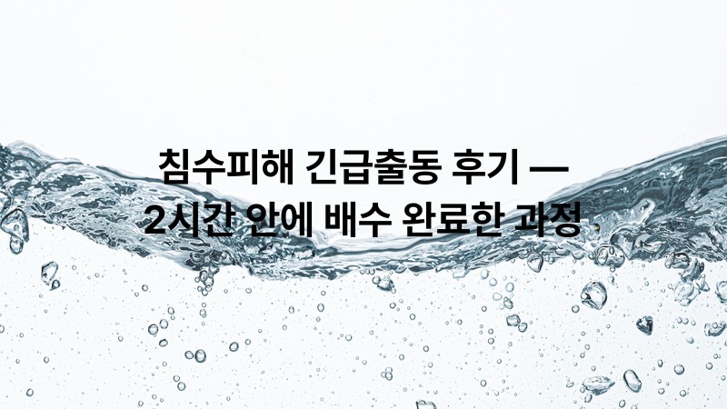 침수피해 긴급출동 후기 — 2시간 안에 배수 완료한 과정