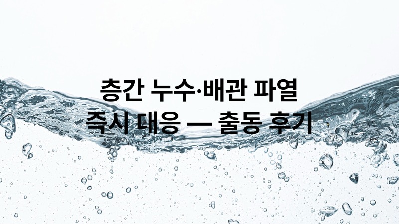 층간 누수·배관 파열 즉시 대응 — 출동 후기