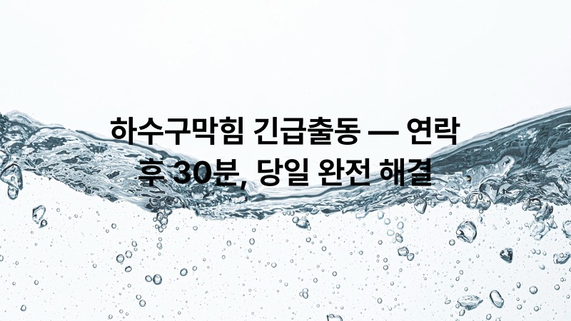 하수구막힘 긴급출동 — 연락 후 30분, 당일 완전 해결