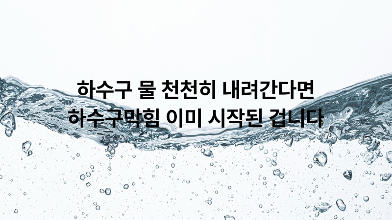하수구 물 천천히 내려간다면 하수구막힘 이미 시작된 겁니다
