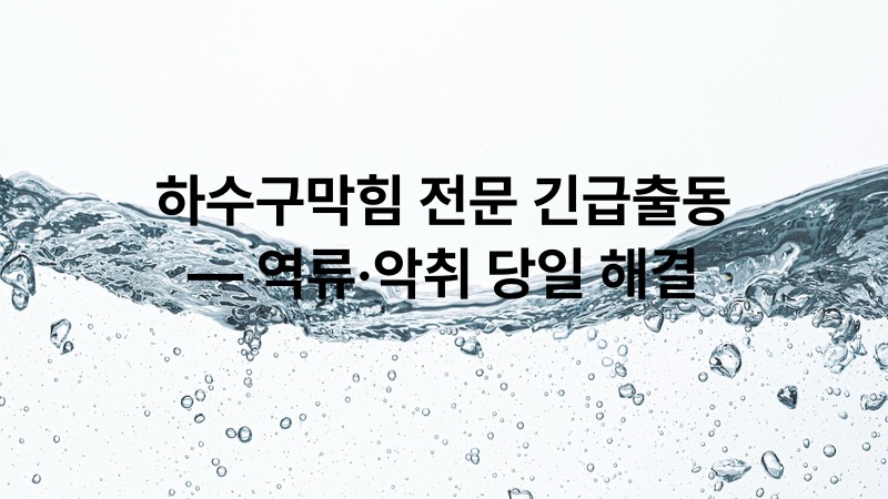 하수구막힘 전문 긴급출동 — 역류·악취 당일 해결